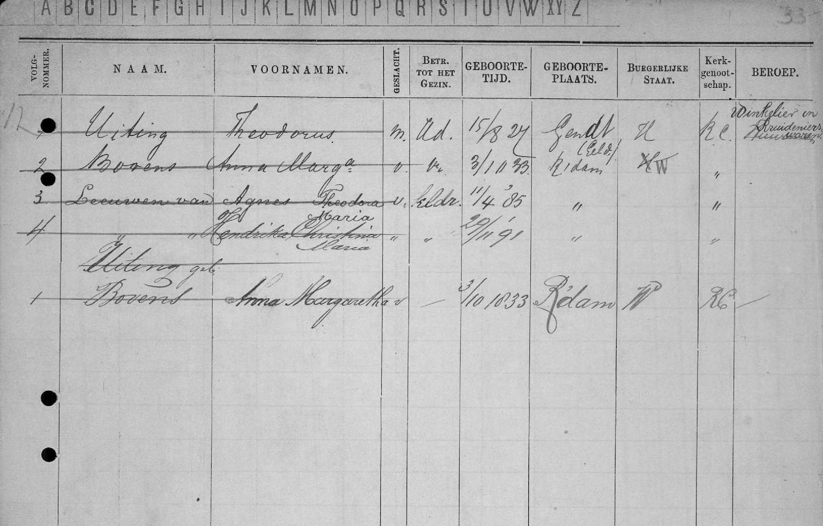  - bevolkingsregister Rotterdam 1880-1941 - Agnes Theodora Maria van Leeuwen (deel 1)
